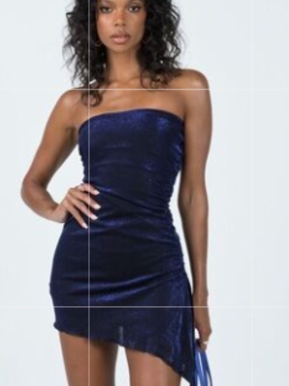 Princess Polly Strapless Sparkle Dress in Navy Blue